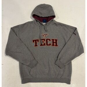 Vintage Virginia Tech Hokies Sweatshirt Hoodie Mens Medium‎ Embroidered Gray